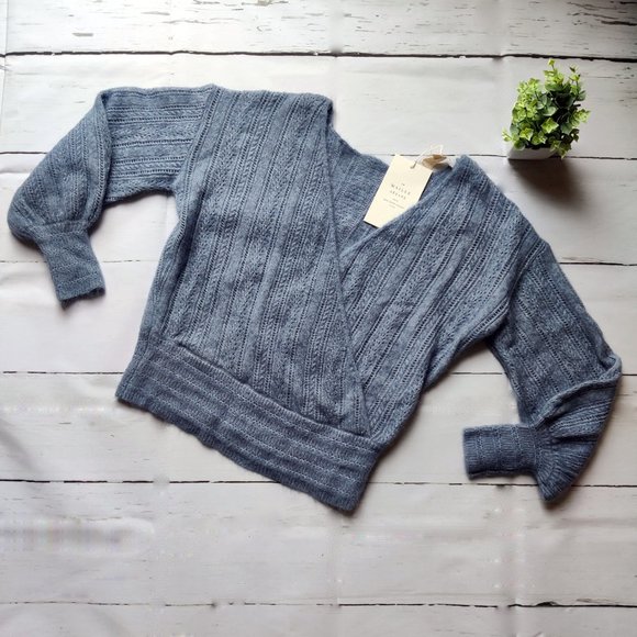 Sezane Sweaters - NWT Sezane Cristina wrap sweater vintage blue size S